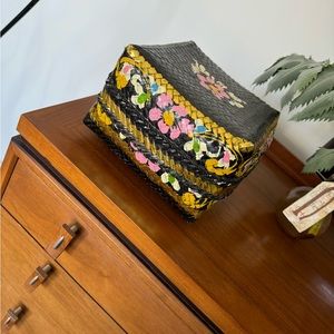 Vintage Hand Painted Decorative Woven Box
